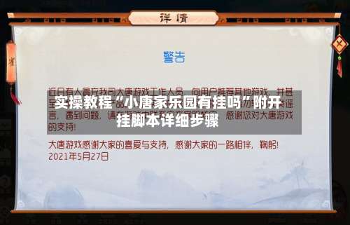 实操教程“小唐家乐园有挂吗	”附开挂脚本详细步骤-第1张图片