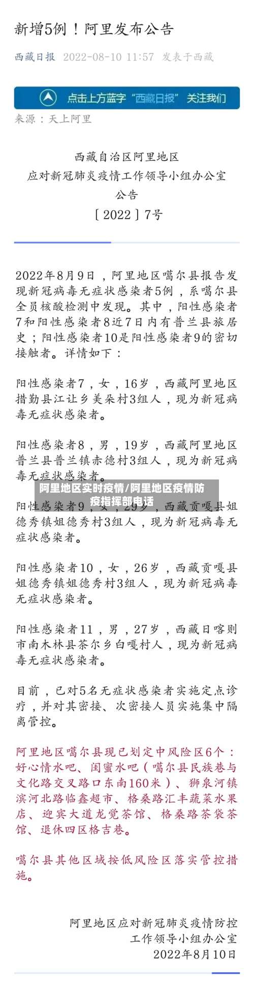 阿里地区实时疫情/阿里地区疫情防疫指挥部电话-第1张图片